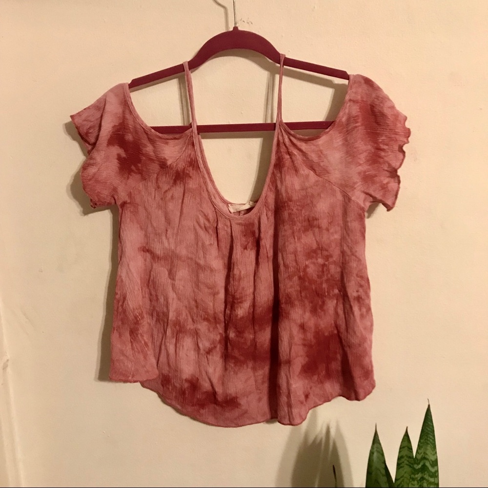 ANTHROPOLOGIE tie dye cold shoulder flowy top